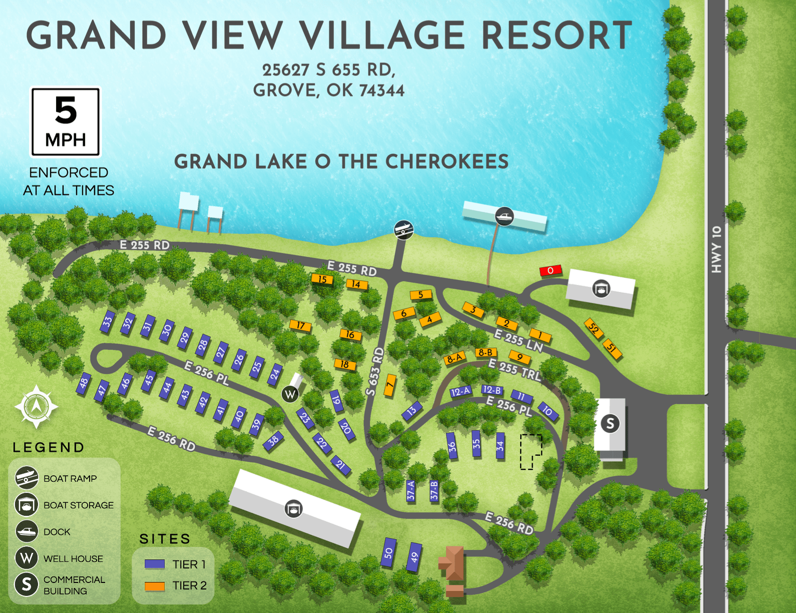 Grand View Village Resort Map  Good Living Community Grove, OK